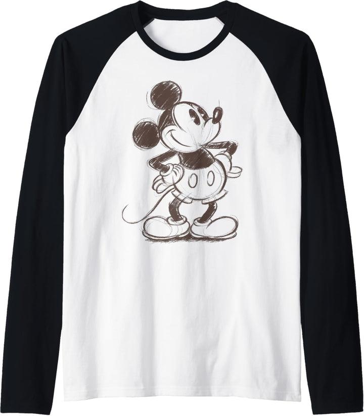Disney Mickey Mouse Pencil Sketch Original Raglan