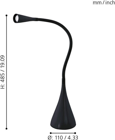 EGLO LED Tischlampe Snapora, 1 flammige Tischleuchte mit Touch, dimmbar, Schreibtischlampe Modern, M