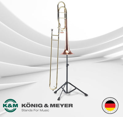 K&M 149/9 Posaunen- und Basstrompetenständer Schwarz - Faltbare Konstruktion - Höhe bis 86,5 cm flex