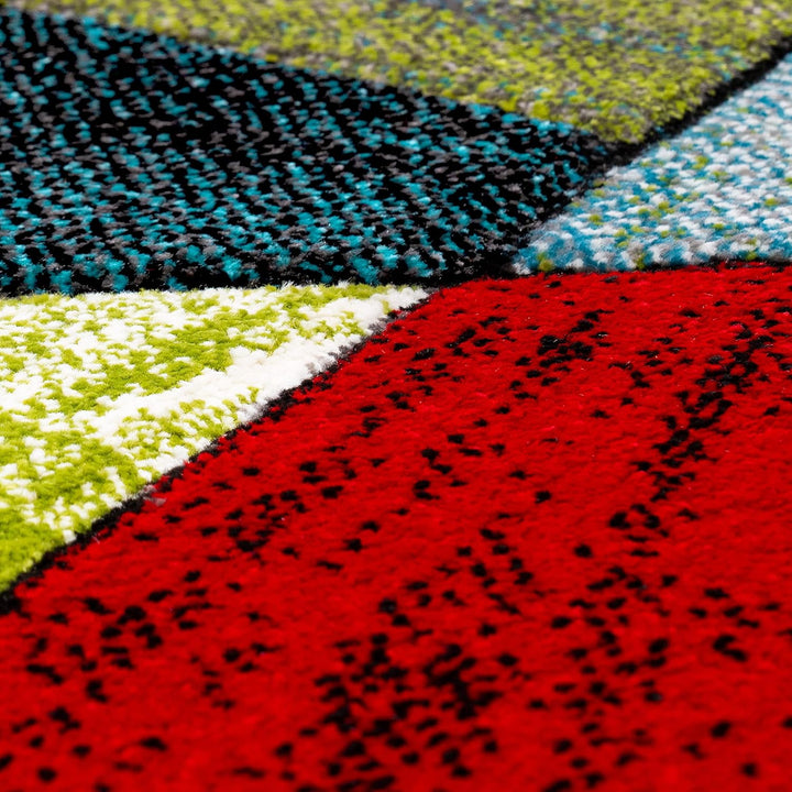 Paco Home Teppich Wohnzimmer Kinderzimmer Bunt Kurzflor Moderne 3D Optik Kariert Geometrische Muster