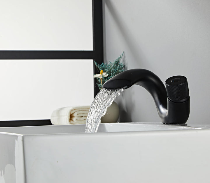 Waschbeckenarmatur Mattschwarz Wasserfall Badezimmer Wasserhahn Einloch Waschtischarmatur Kreatives