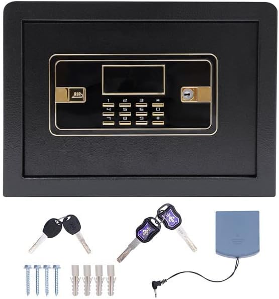 22L Safe Tresor mit Feuerfest Wasserdicht Geldtasche, Elektronischer Safe mit Zifferntastatur, Digit