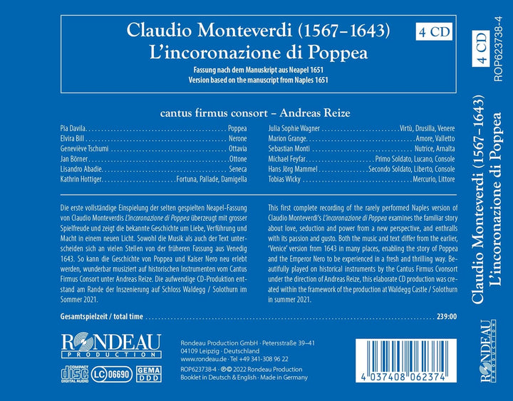 Claudio Monteverdi: l'Incoronazione di Poppea, Audio-CD