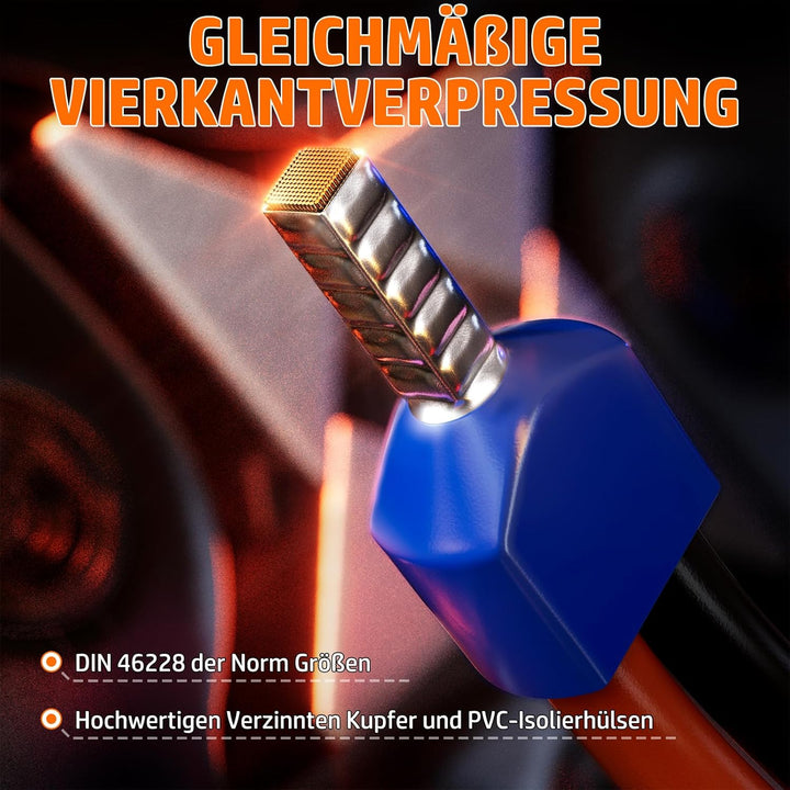 PEBA Vierkant Crimpzange Set 0,08–10 mm² – selbstjustierende Ratschen-Crimpzange mit 28 Grössen Ader
