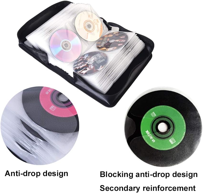 alavisxf xx CD Tasche, 160 CD/DVD Tasche Nylon CD Taschen Aufbewahrung Schutzhülle DVD Lagerung CD T
