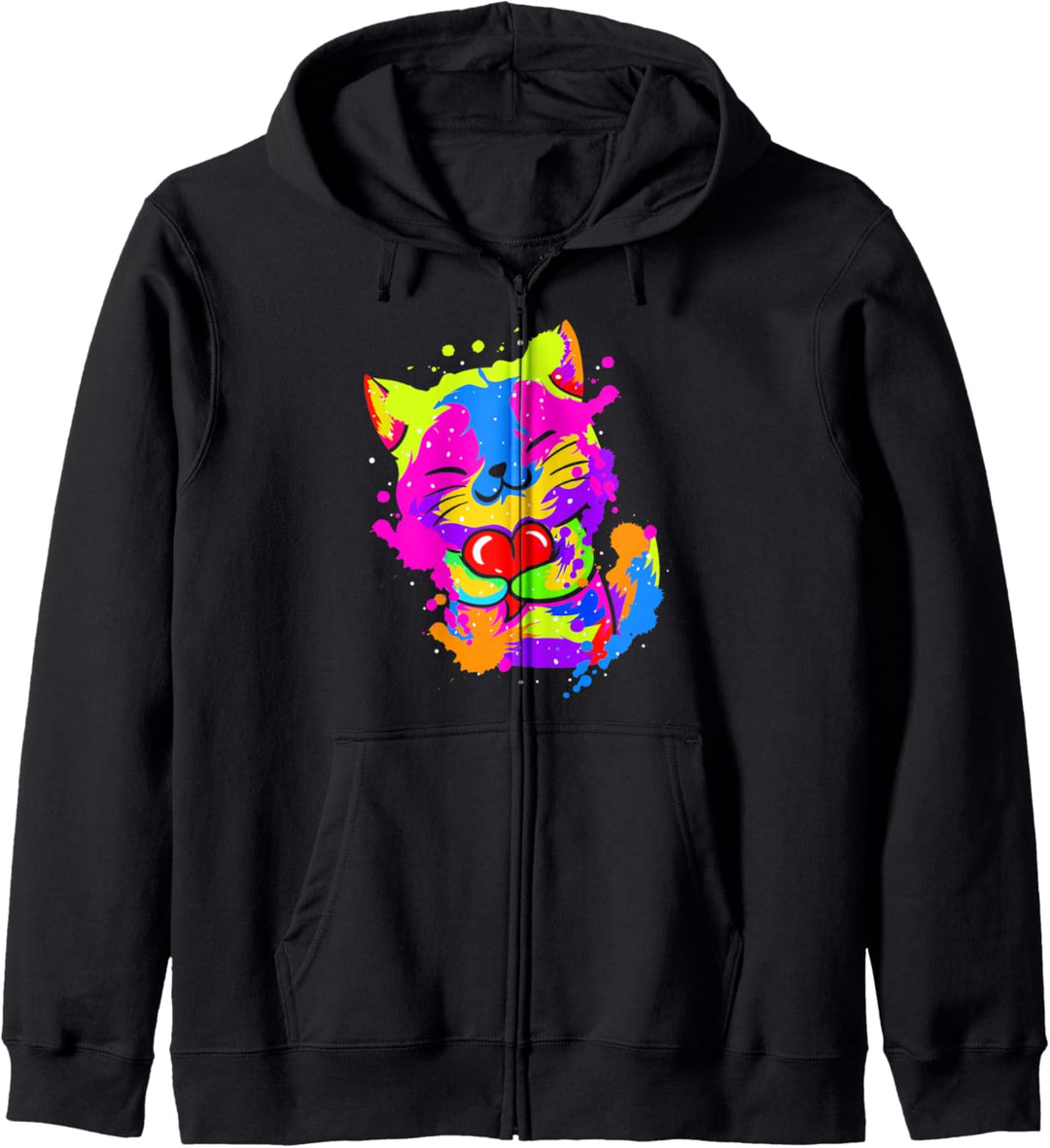 Colorful Cat Hugging Heart 1st Mothers Day Gifts Moms Girls Kapuzenjacke