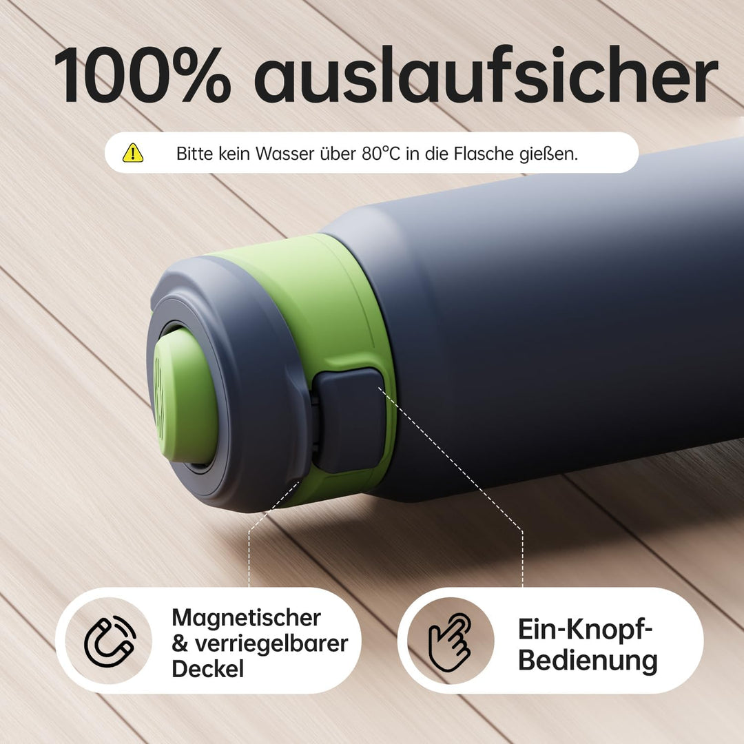 Magcheer Trinkflasche mit Handyhalterung 750ml Magnetische Wasserflasche 360° Verstellbar Flasche Ma