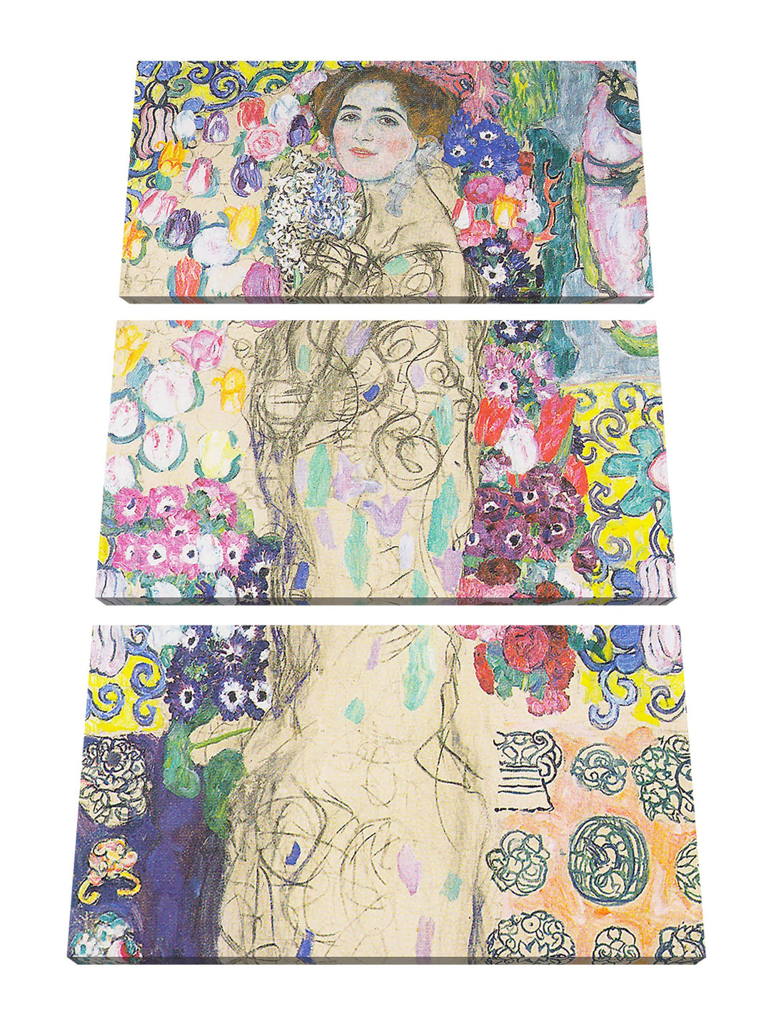 Generisch Gustav Klimt - Ria Munk III als Leinwandbild 3 teilig/Grösse: 120x80 cm/Wandbild/Kunstdruc