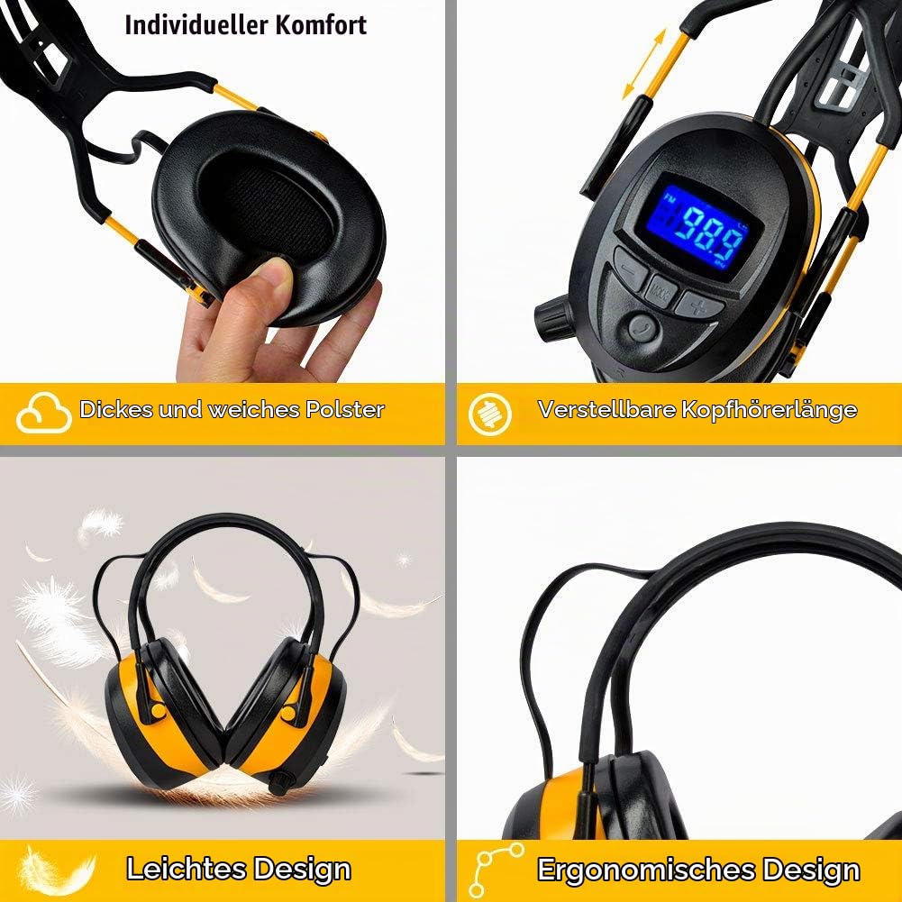 Gardtech Gehörschutz, Kapselgehörschutz mit Radio/Bluetooth/FM, Sicherheits-Ohrenschützer mit NRR 29