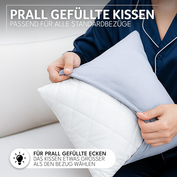 Gentle North Kopfkissen (80x80 cm gross) - 2er Set Kissen für Bett und als Dekokissen - Mit Reissver