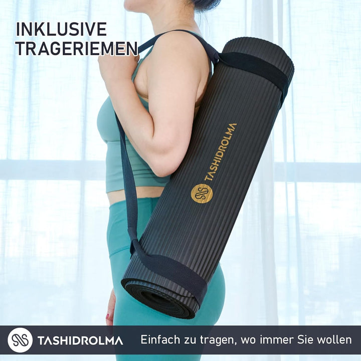 Yoga Matte Dicker, NBR Yogamatte Rutschfest Mit Tragegurt, Für Gymnastikmatte, Fitnessmatte, Sportma