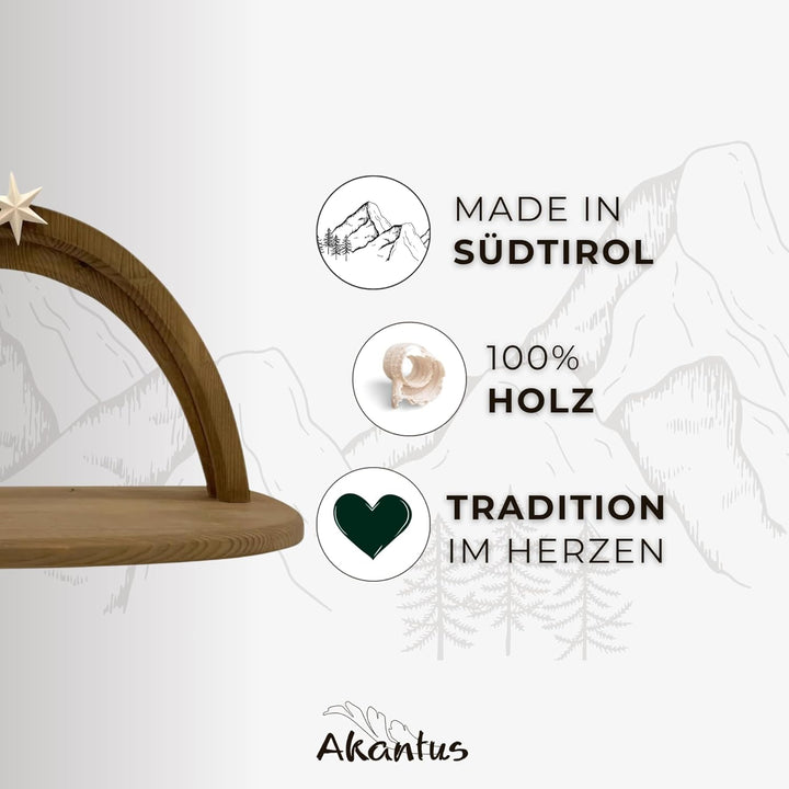 Akantus Krippenstall aus Holz – Moderner Krippenbogen aus Fichtenholz mit Stern – liebevoll gefertig