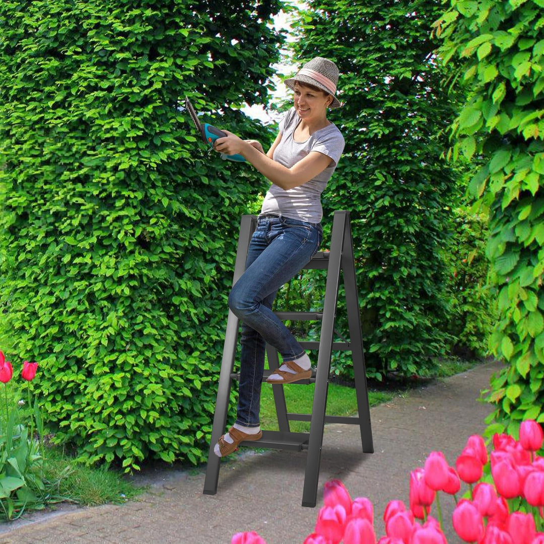 Eulenke 4 Stufen Leiter Aluminium Klappleiter, Klappbar Leichte Stehleiter, Trittleiter 4 Stufen, ru