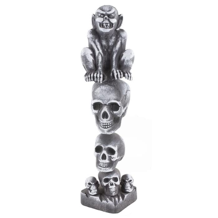 NEU Deko-Säule Reality mit Schädeln und Gargoyle, aus Styropor, 73 cm Säule mit Schädeln und Gargoyl