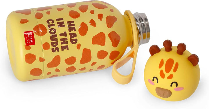 LEGAMI - Hot&Cold BFF Kinder-Wasserflasche, Giraffe-Motiv, doppellagig aus 18/8 Edelstahl mit luftdi