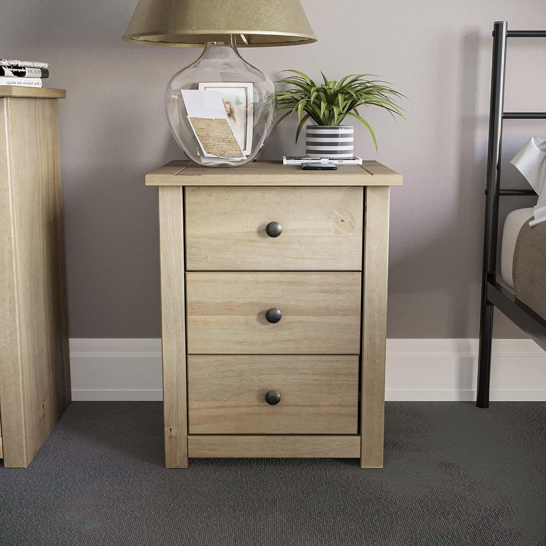 Panama Nachttisch mit Drei Schubladen von Vida Designs 40 x 46 x 57 cm Eiche Natur, 40 x 46 x 57 cm