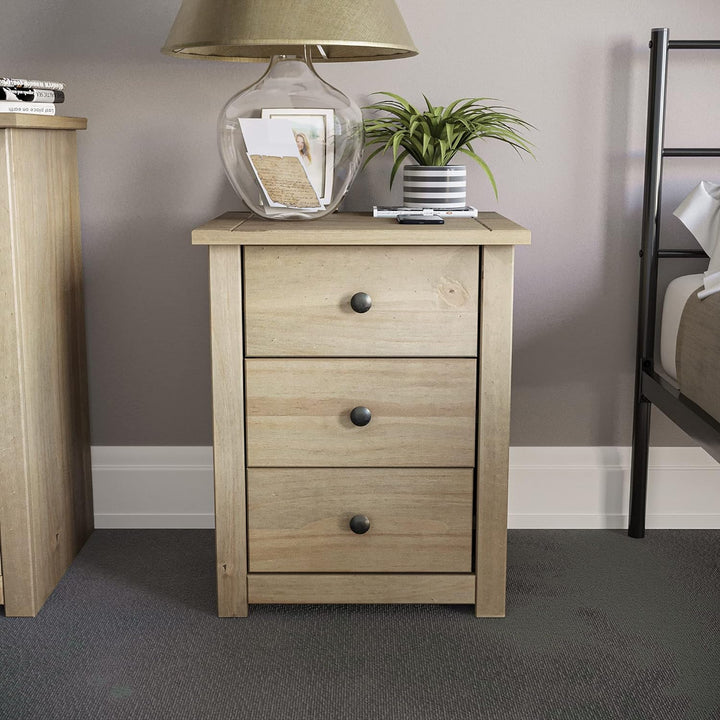 Panama Nachttisch mit Drei Schubladen von Vida Designs 40 x 46 x 57 cm Eiche Natur, 40 x 46 x 57 cm