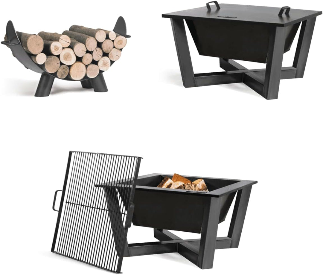 CookKing Feuerschale Brasil 70 x 70 m 40cm Hoch (Schwarz)