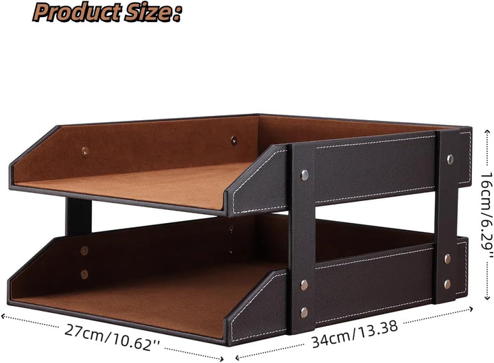KINGFOM™ A4 Leder Briefablage (2 Schubladen-Braun), 2 Schubladen-Braun