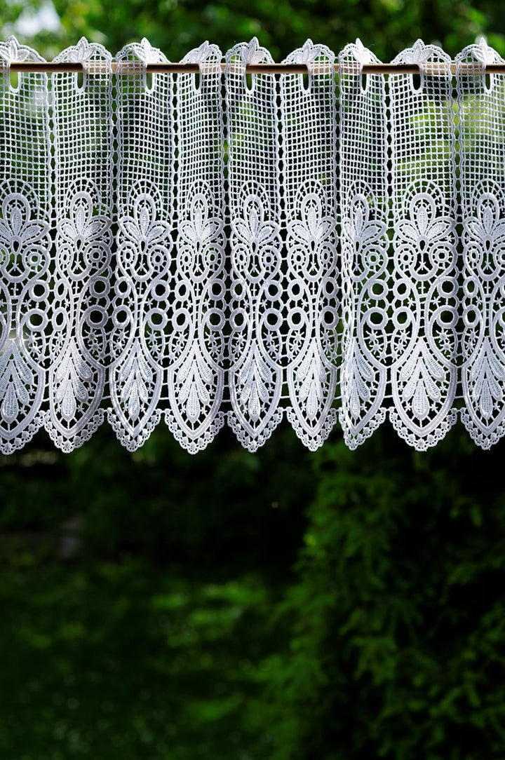 Plauener Spitze by Modespitze, Store Bistro Gardine Scheibengardine mit Stangendurchzug, hochwertige