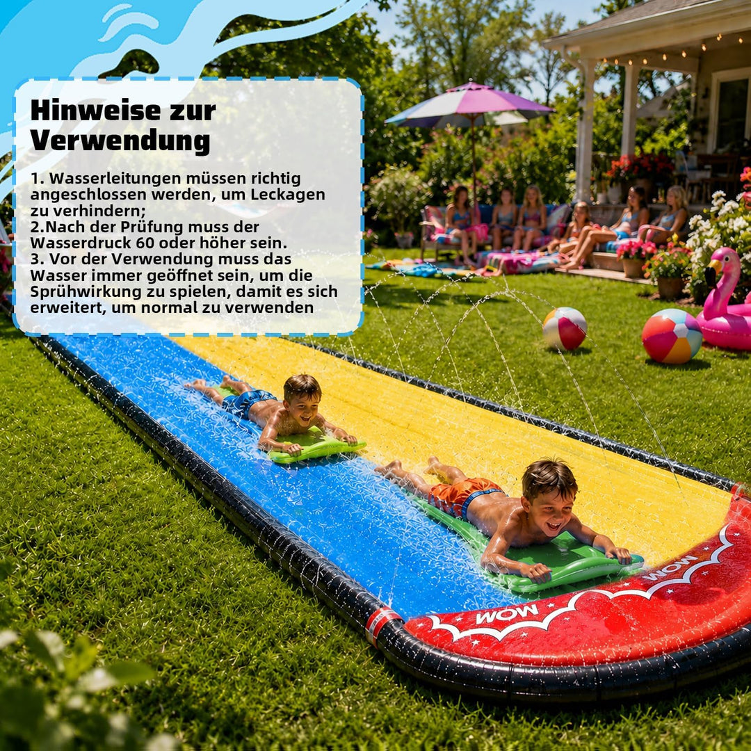 15.75ft/480cm Wasserrutsche und 2 Bodyboards | Garten-Wasserrutsche Sommer-Rutsch-Wasserrutschen Was
