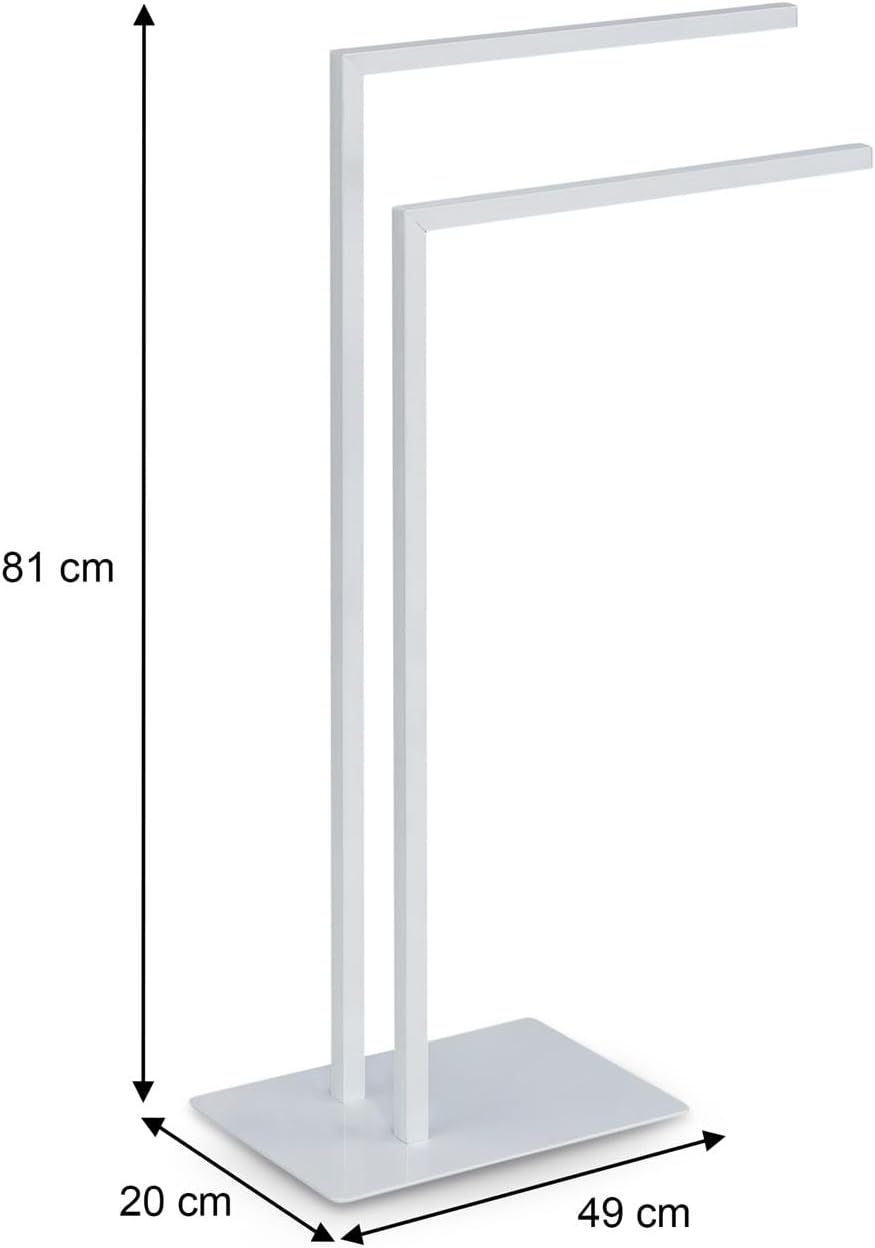 Handtuchhalter Andrew Freistehend, Weiss, aus hochwertigem Metall, mit 2 Armen & sicherem Stand. Ide