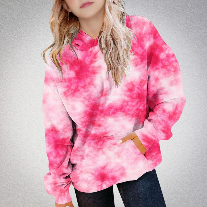 XINYUNZU Mädchen Kapuzenpullover Casual Hoodie Batik Sweatshirt mit Kapuze & Tasche Oberteile Langar