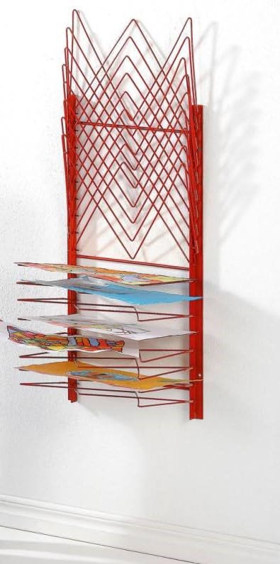 Wiemann Lehrmittel Trocknungs-gestell zur Wandmontage, 17 Ablage, Masse (BxH): 43 x 85 cm, Farbe: ro