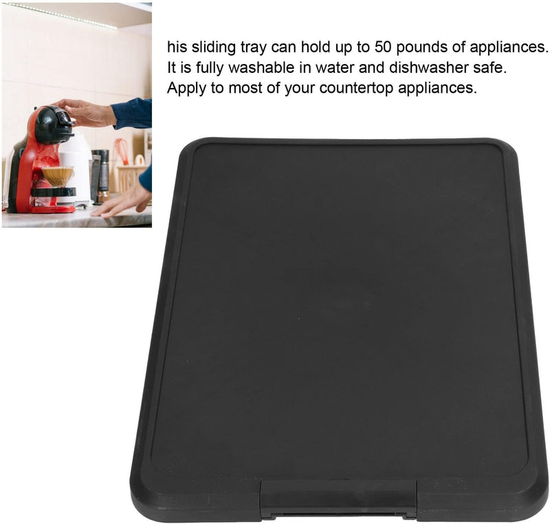 Kitchen Appliance Sliding Tray, Coffee Maker Sliding Tray Countertop Appliance Rolling Tray, Moving