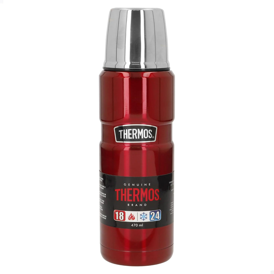 Thermos 4003.248.047 Thermosflasche Stainless King, Edelstahl Cranberry 0,47 l, Drehverschluss, 12 S