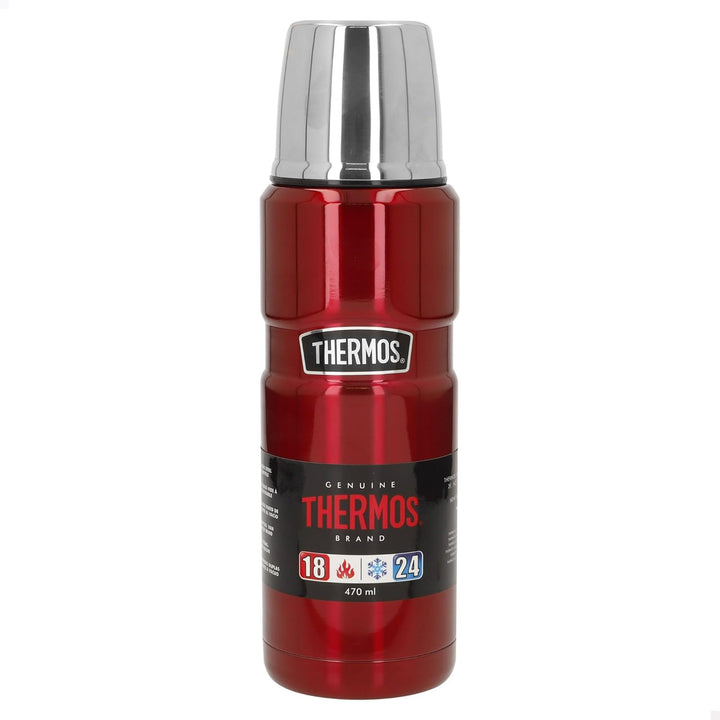 Thermos 4003.248.047 Thermosflasche Stainless King, Edelstahl Cranberry 0,47 l, Drehverschluss, 12 S