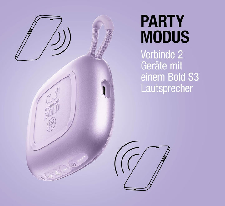 Fresh 'n Rebel Bold S3, Kabelloser Bluetooth Lautsprecher, Wasserdicht (IPX6), 5W RMS mit DSP-Tuning