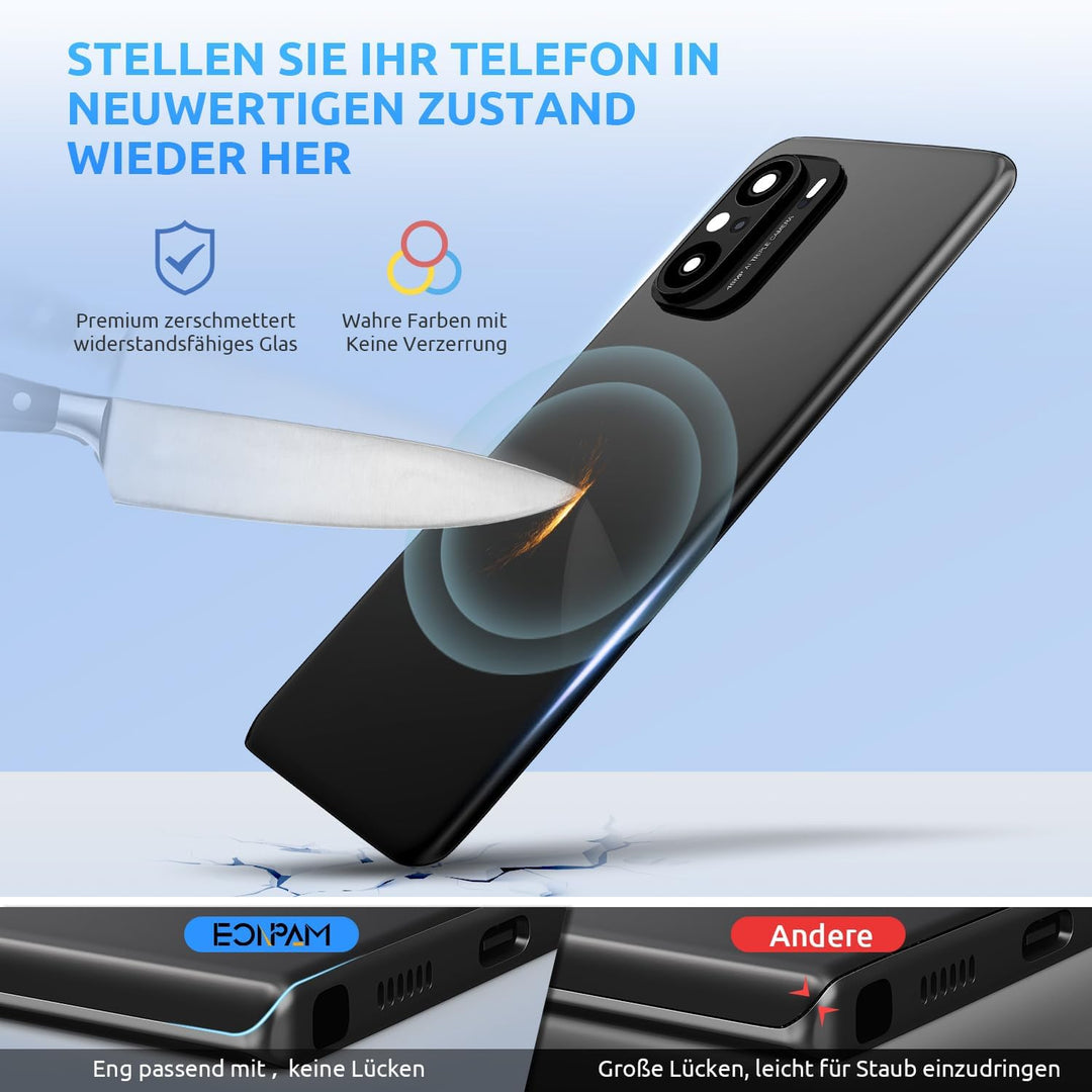 Eonpam Akkudeckel für Xiaomi Poco F3 Rückseite Glas Original Backcover Back Glas Ersatz Reparatur Se