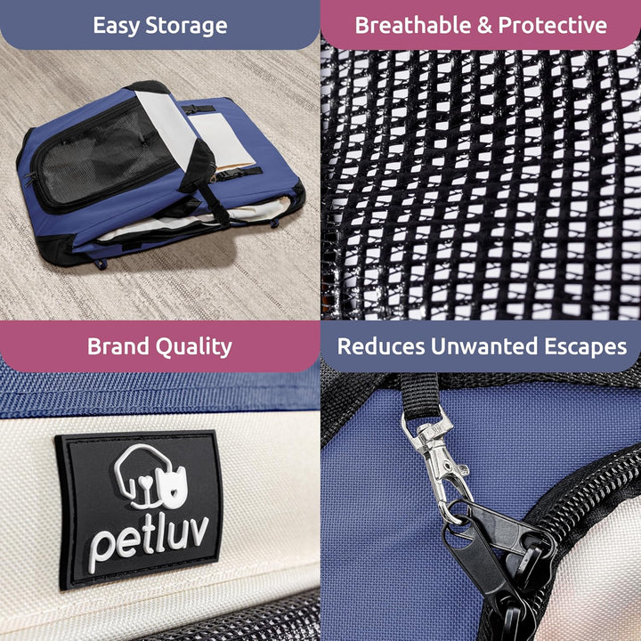 Happy Cat Premium Cat Carrier Soft Sided Foldable Top &amp; Side Loading Pet Crate &amp; Carrier Locking Zip