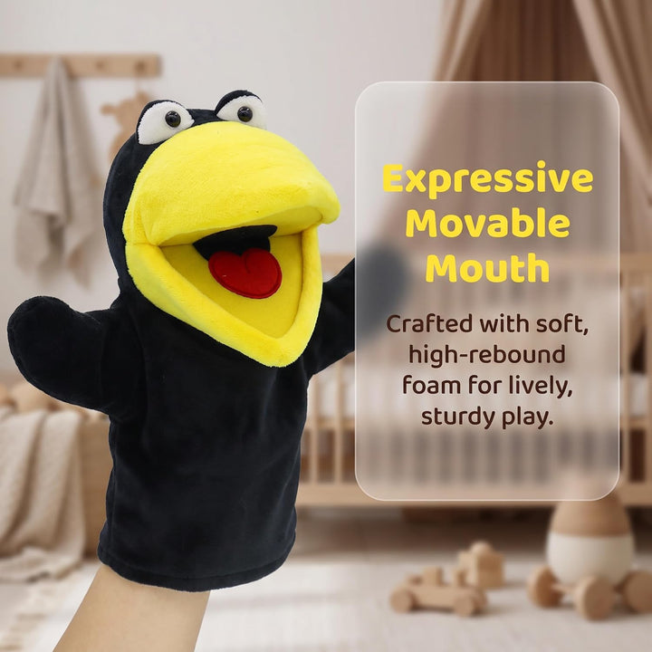 lilizzhoumax Krähe Handpuppe Kuscheltier Tier Rabe Kawaii Niedliches Rollenspiel interaktives Früher