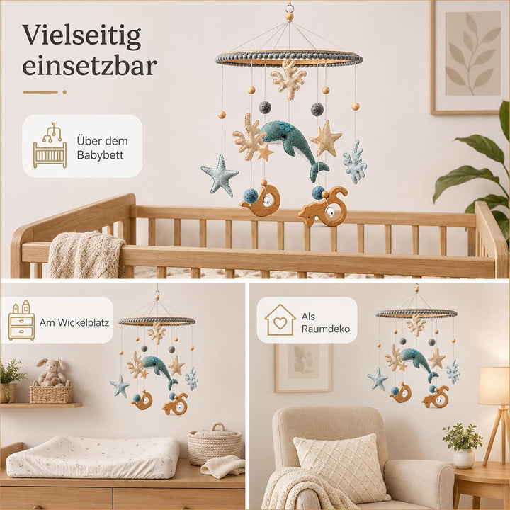 Filz Bettglocke,Mobile Wal,Filz Bettglocke,Mobile Wickeltisch,NiedlichesMobile ausFilz und Holz EE,