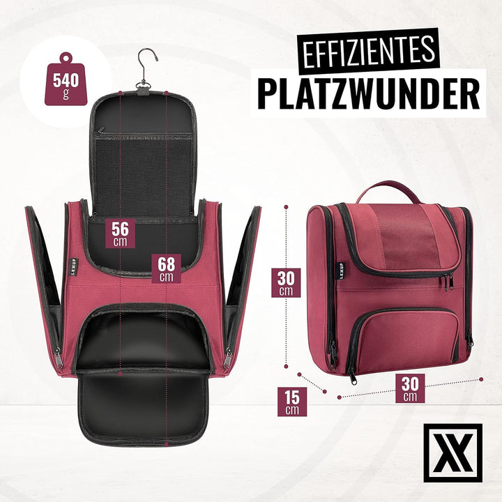 LEXXUP Kulturbeutel - Grosse Reisetasche für Damen und Herren, Wasserabweisende Toilettentasche, für