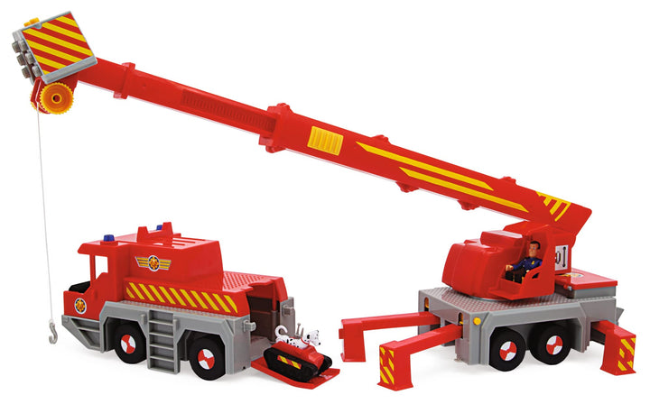 Simba 109252517 - Feuerwehrmann Sam Spielzeug-Kran (50 cm) - 2-in-1 Rettungs-Fahrzeug (Auto & Kran)