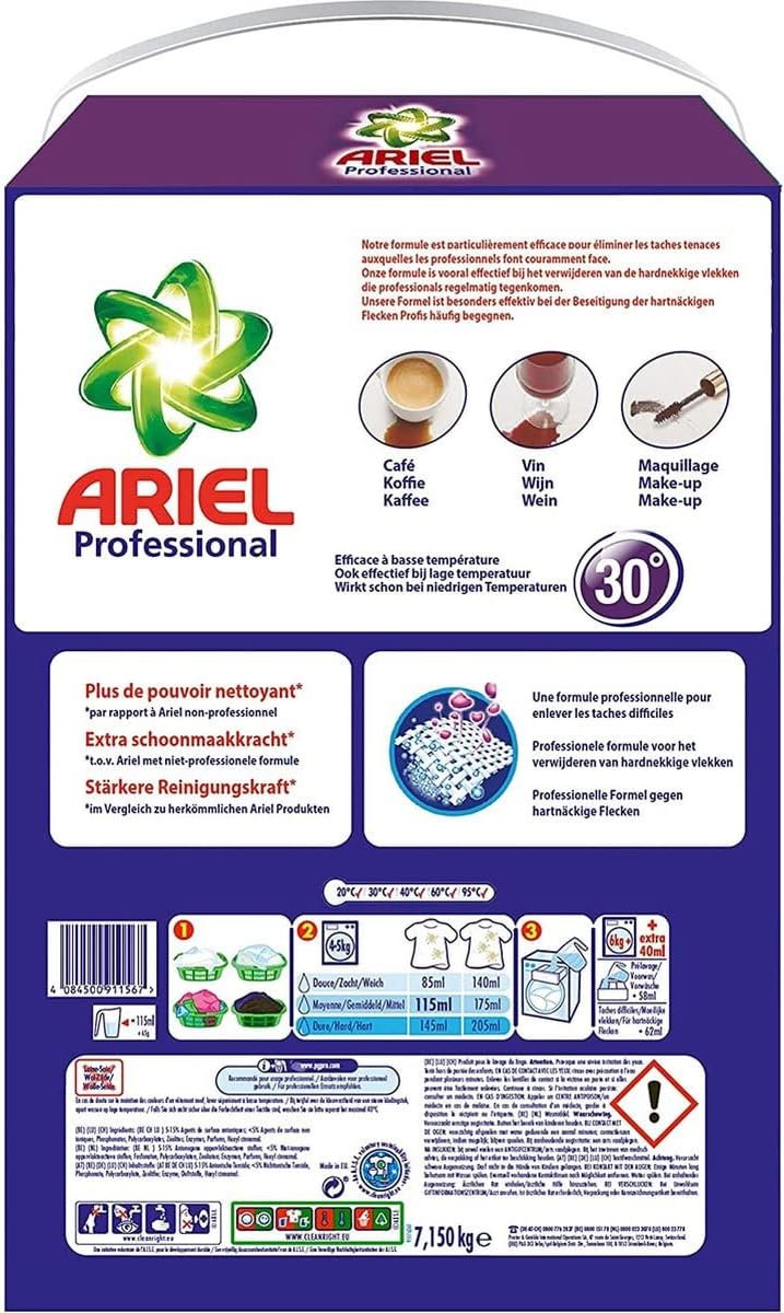 Ariel Professional Vollwaschmittel Pulver, 7,15 kg, 1er Pack (1 x 110 Waschladungen) 7.15 kg (1er Pa