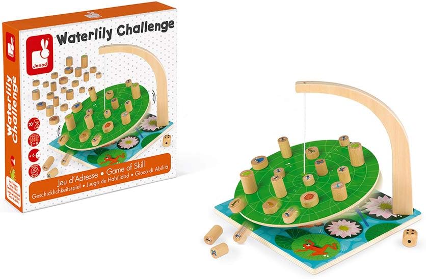 Janod - Waterlily Challenge - Childrens Board Game - Skill and Strategy Game - Wooden Toy - 2 to 6 P