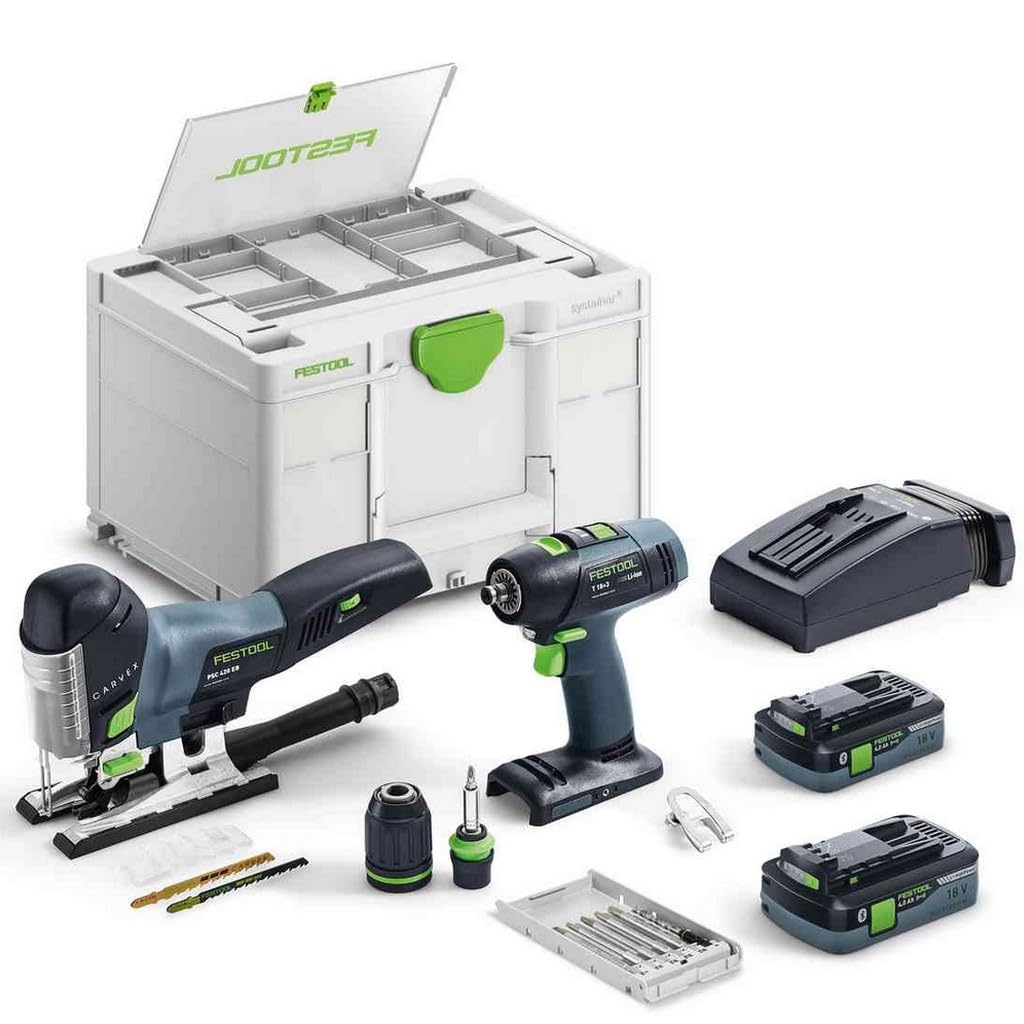 Festool Montageset Akku T 18+3/PSC 420 HPC I-Set (mit Akkupacks, Schnellladegerät, Werkzeugfutter, M