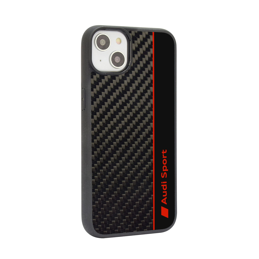 Audi Sport Handyhülle - Kompatibel mit iPhone 14 Plus - Stossabsorbierende Hülle mit Carbon - mit pr