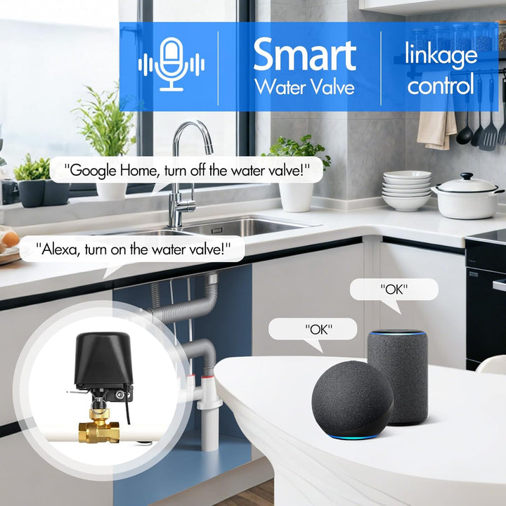 Smart Water Valve WIFI/Bluetooth Wasserventil Steuerung, Sprachsteuerung Wasserventil Kompatibel mit