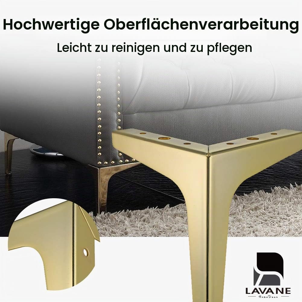La Vane 7" / 17.5cm Metall Möbelfüsse, 4 Stück Metall Diamant Dreieck Tischbeine Schrankfüsse DIY Er