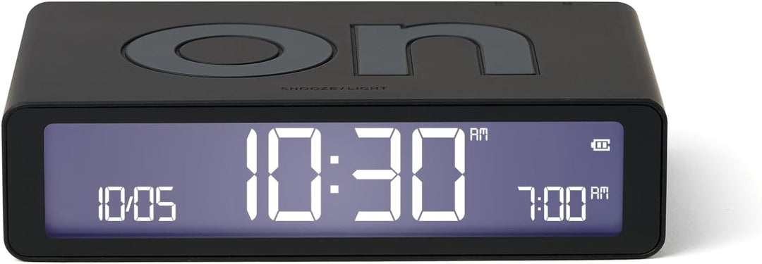 Lexon Flip Classic Digitaler Wecker mit umkehrbaren EIN/Aus-Seiten, wiederaufladbare Nachttischuhr m
