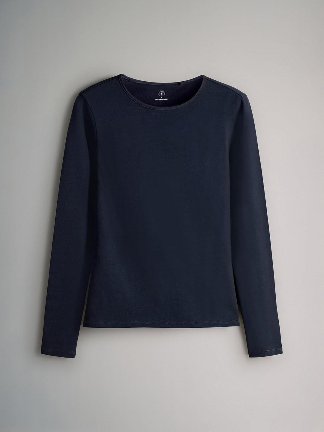 THE SET Damen t Langarmshirts mit Rundhalsausschnitt, 5er-Pack XS Navy/Light Blue Stripe/Red/Stone B