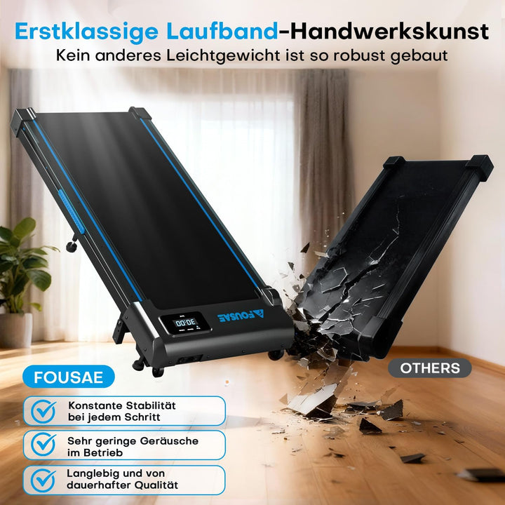 FOUSAE Walking Pad, 1-10 km/h Laufband für Zuhause mit 9% Steigung, 2.5HP Walking Machine mit LED-An