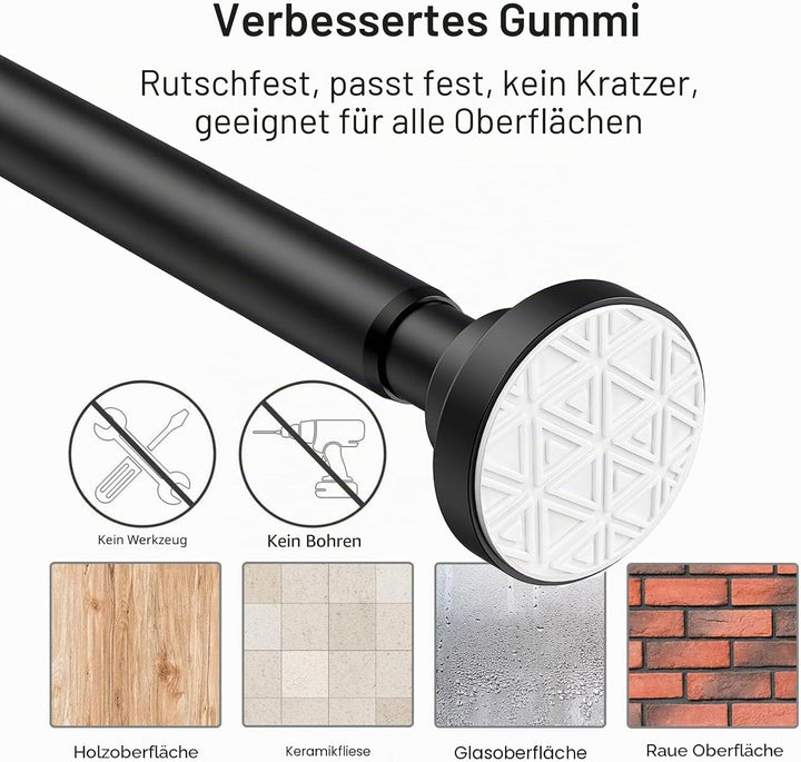 Kongming Gardinenstange ohne bohren 48-133cm, Teleskopstange Vorhang, Duschvorhangstange Schwarz Ede