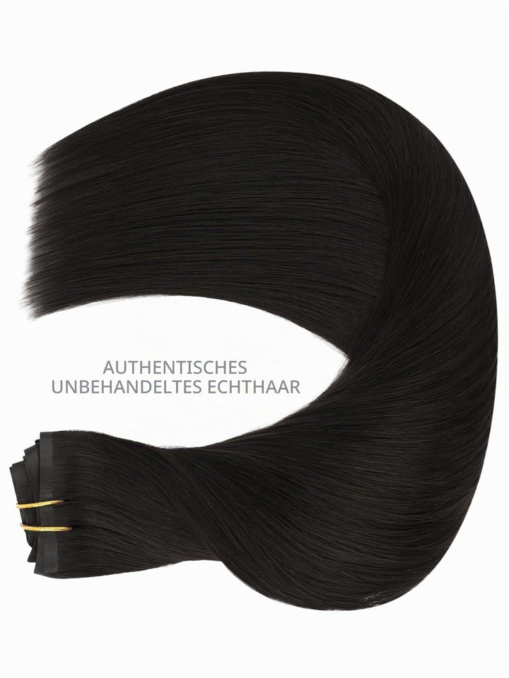Nahtlose Clip In Extensions Echthaar, 50cm 7pcs 150g Natürliches Schwarz Echthaar Extensions Clip Re
