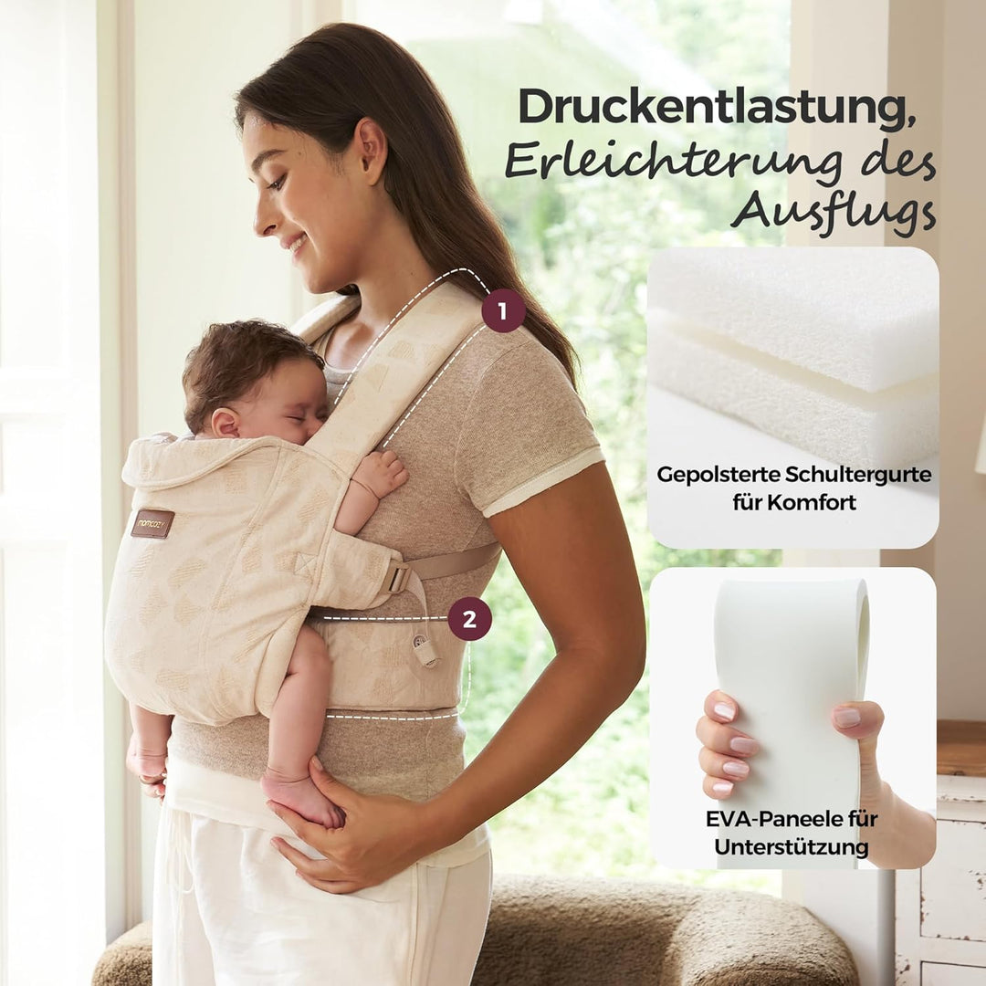 Momcozy Babytrage Neugeborene ab Geburt | Ergonomische Tragehilfe mit Nackenstütze | Leicht & sicher